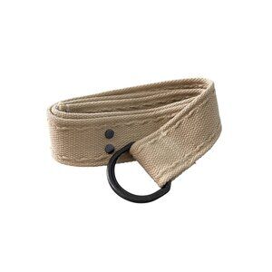 Canvas Woven Belt Size 34 Beige Adjustable Fit D Ring Accessory Durable Neutral